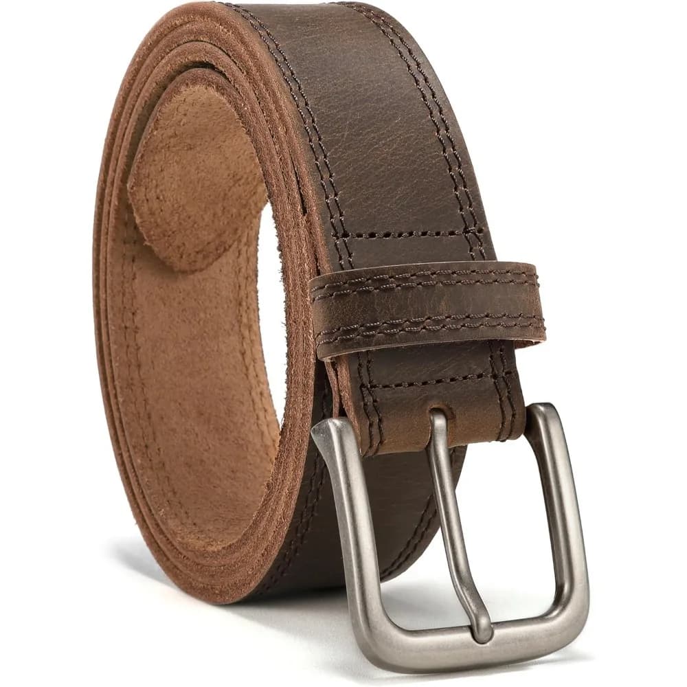 Cintura in Pelle a Grana Piena per Uomo, Cinture da Lavoro Resistenti, per Uso Quotidiano con Jeans e Pantaloni