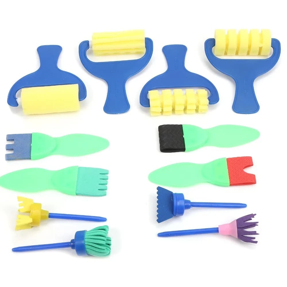 Set di 12 Spugne e Rulli in Schiuma EVA per Pittura e Stampa, Strumenti per Disegno Fai-da-Te con Texture Delicata, Assortimento Multi-Pattern