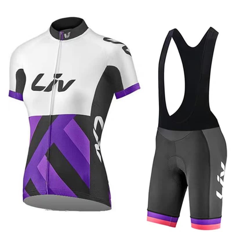 Set di magliette sportive da ciclismo da donna LIV, maglia da ciclismo a maniche corte, pantaloncini da ciclismo con imbottitura in spugna, maglia da ciclismo estiva, bretelle da ciclismo