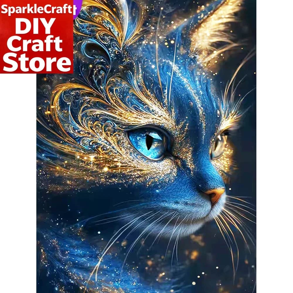 1 Pezzo Kit Pittura Diamante Fai da Te Senza Cornice, Mosaico Diamantato Acrilico con Motivo Gatto, Ricamo a Punto Croce per Decorazione Parete Casa e Camera da Letto