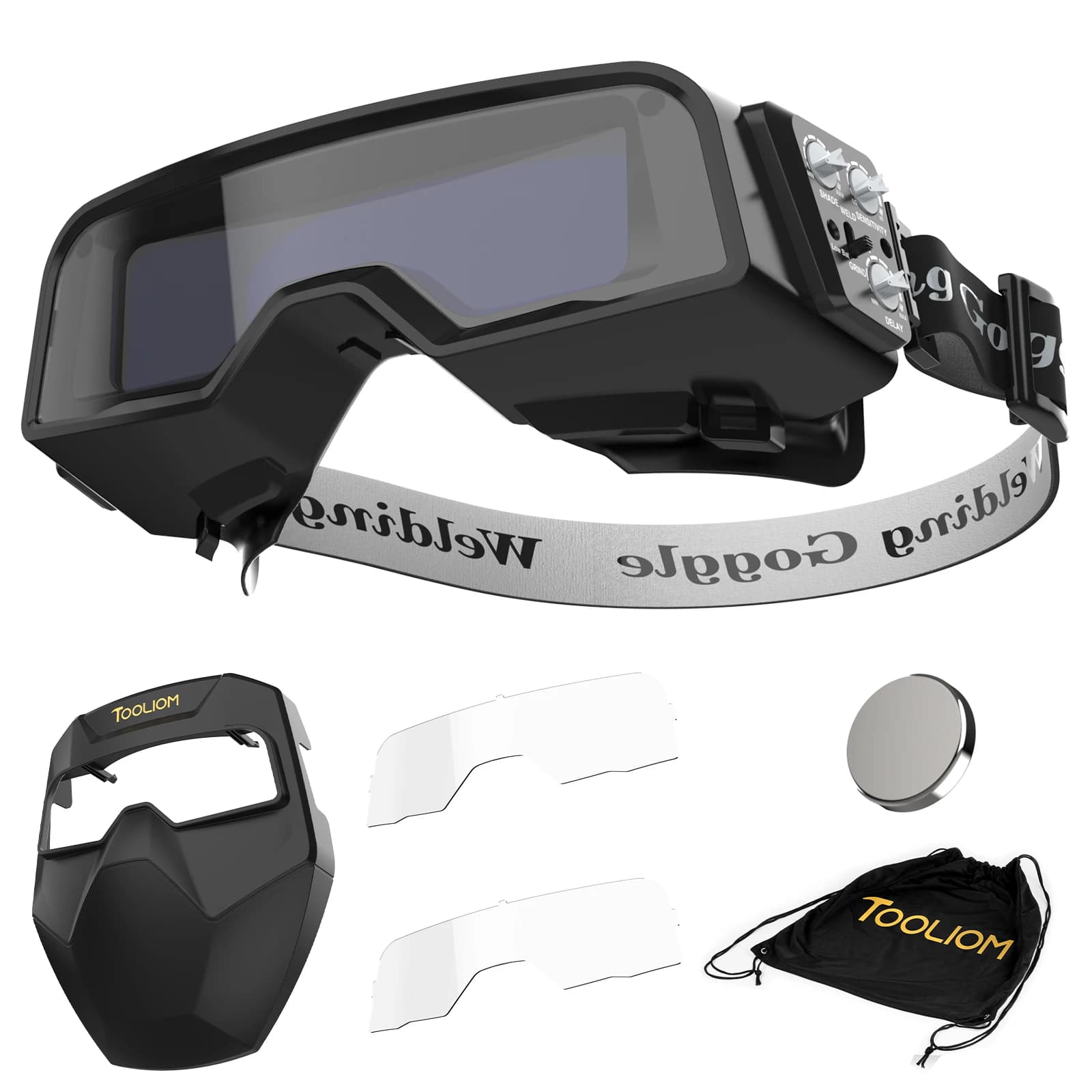 TOOLIOM Welding Goggles Auto Darkening True Color & Detachable Eye Care Face Shield Welder Mask for Grind Cut TIG MIG Stick