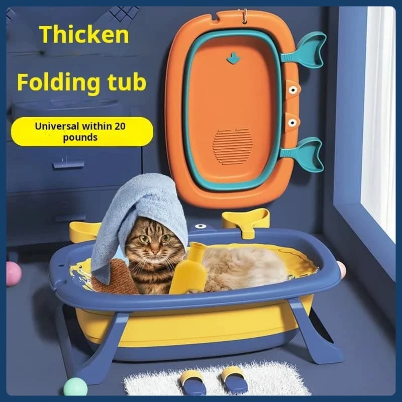 Vasca da bagno pieghevole per animali domestici per gatti, cani, lavabo portatile antiscivolo, vasca da doccia per toelettatura con design anti-fuga