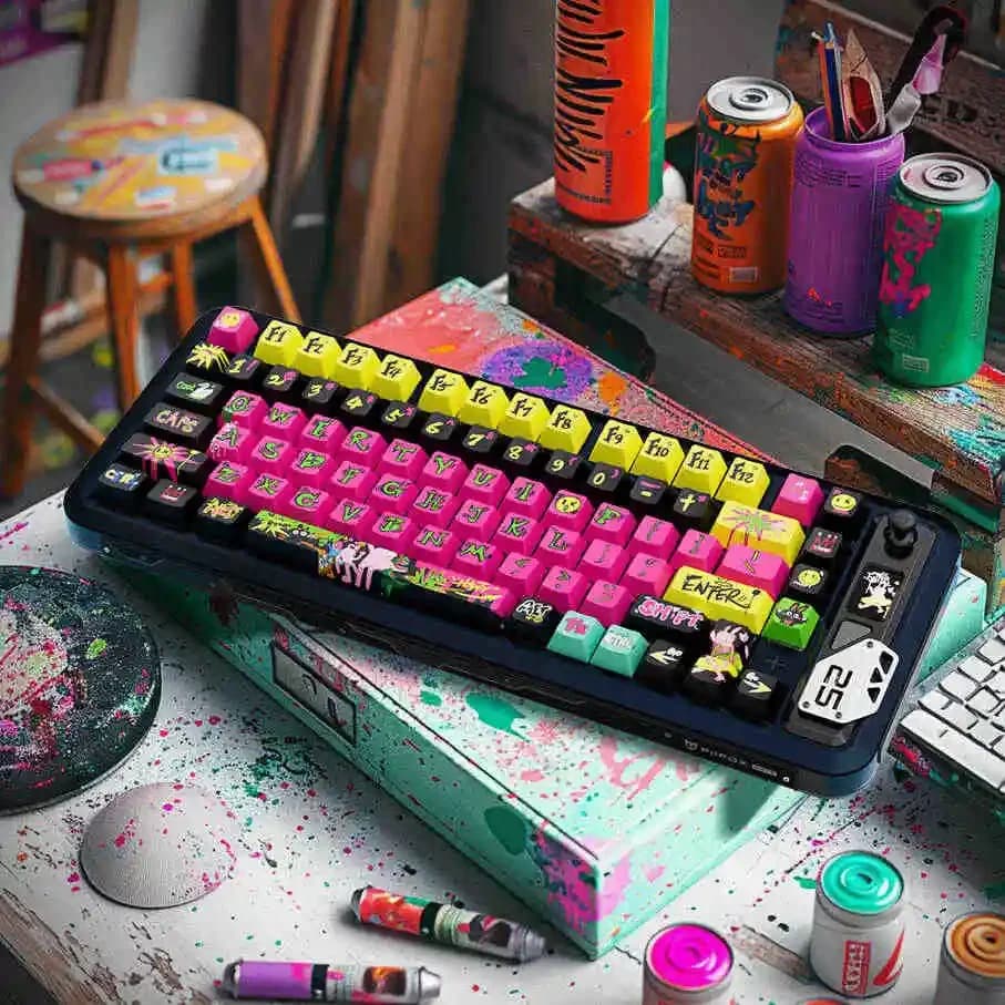 Graffiti Madman Artist Collaboration Set di copritasti a 146 tasti Tastiera meccanica MX compatibile con sublimazione termica PBT