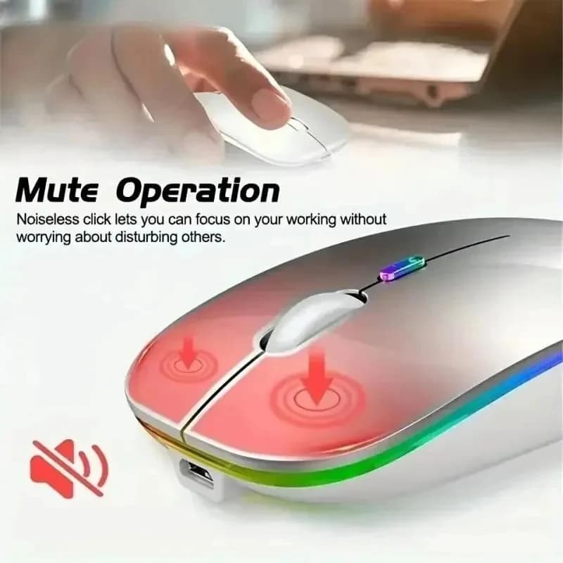 Mouse Wireless Dual Mode HOMEFISH PHONEPACE, Bluetooth 2.4G Rechargeable, Silent with LED Retro Lighting, Laptop and PC Optical Mouse