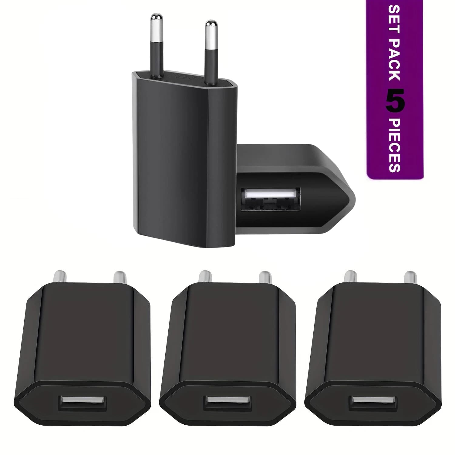 1/3/5pcs 1A 5V Adattatore di Alimentazione Spina UE Adattatore Porta USB Portatile Caricatore Da Parete Da Viaggio per iPhone Samsung Galaxy