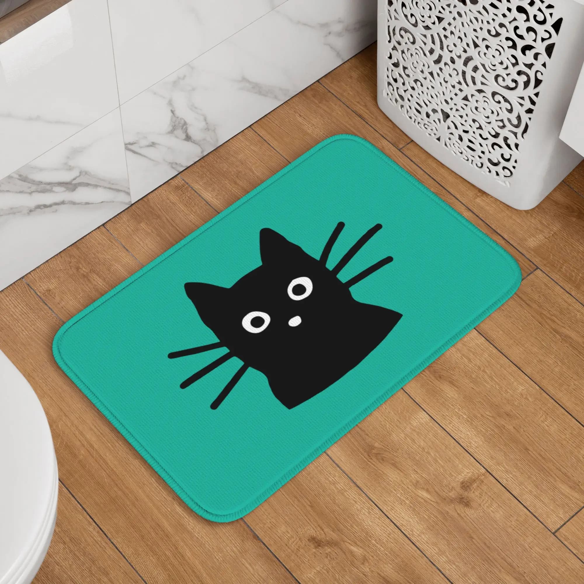 Tappetino Personalizzato con Gatto Nero per Porta d'Ingresso, Antiscivolo, Impermeabile, per Esterni, Tappeto per Soggiorno e Ingresso