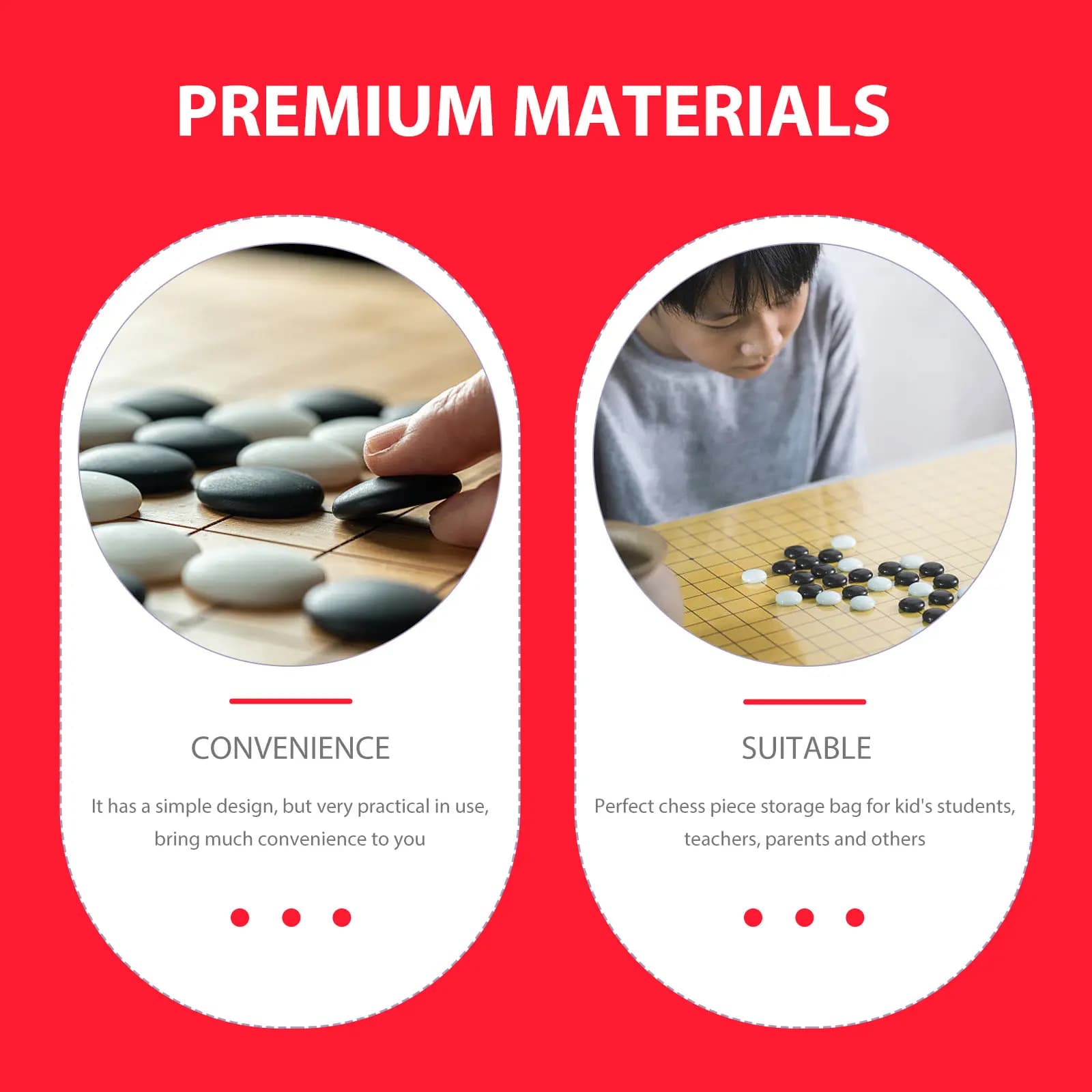 Borsa Leggera per Conservazione Pezzi Go, Struttura Compatta e Robusta per Atleti Professionisti, Studenti, Organizzatore per Accessori di Gioco degli Scacchi