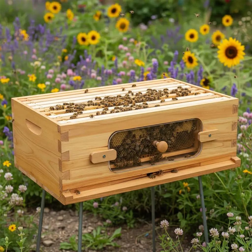 Fondo per arnia Langstroth in legno di abete naturale, 19-7/8" x 16-1/4" x 6-5/8", per apicoltura, giardino e frutteto, 10 telai