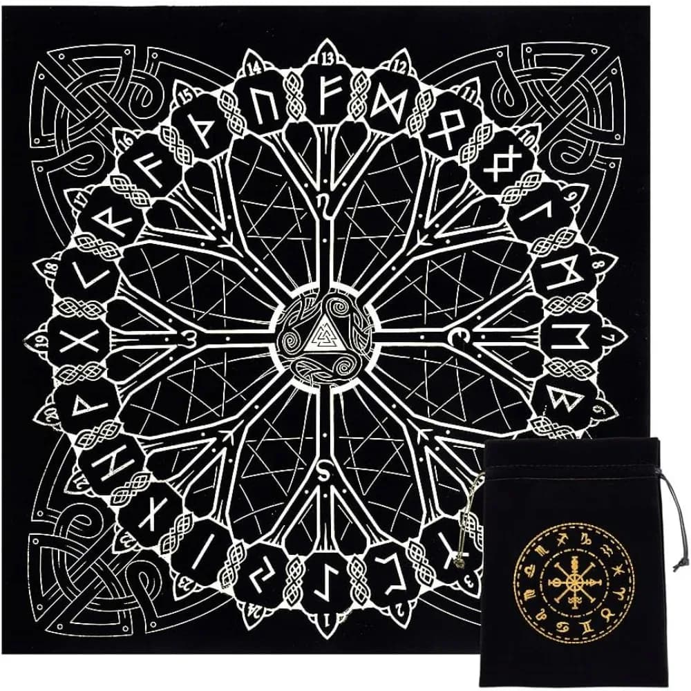 Panno per altare Rune vichinghe Costellazione celeste Mazzo di tarocchi Arazzo spirituale Tovaglia Panno sacro Astrologia con carta dei tarocchi