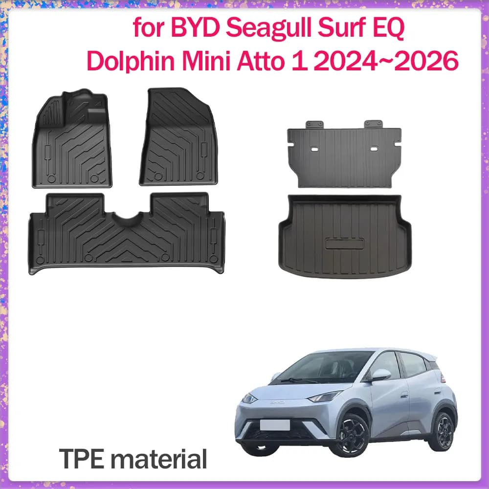 Tappetini Auto per BYD Seagull Surf EQ Dolphin Mini Atto 1 2024~2026, Rivestimento Interno Impermeabile, Tappeto per Bagagliaio, Accessori
