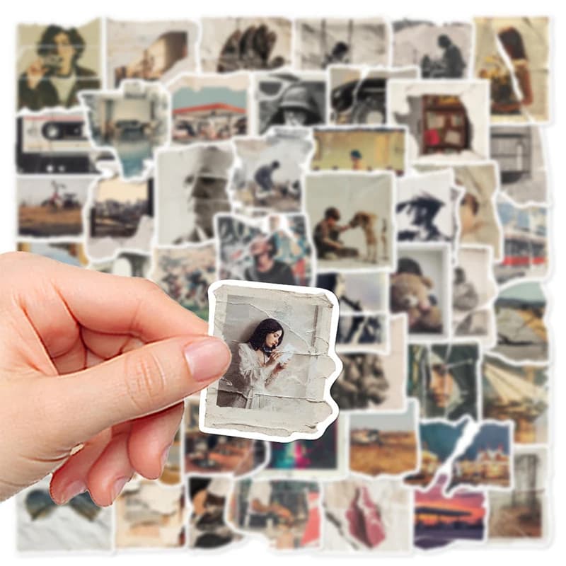 50 Pieces Vintage Stickers Straped Effect for DIY Phone Decoration, Laptop, Luggage, Skateboard, Bike, Guitar, Helmet, Graffiti, Children's Toys