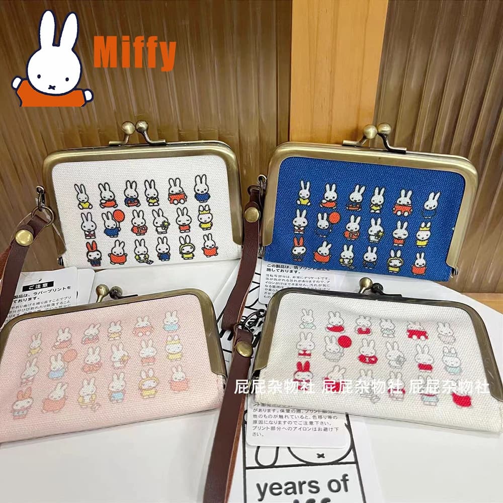 Portamonete Kawaii Miffy Simpatico coniglio in tela Portafoglio magnetico Pochette per carte Porta passaporto Piccolo regalo per ragazza di stoccaggio