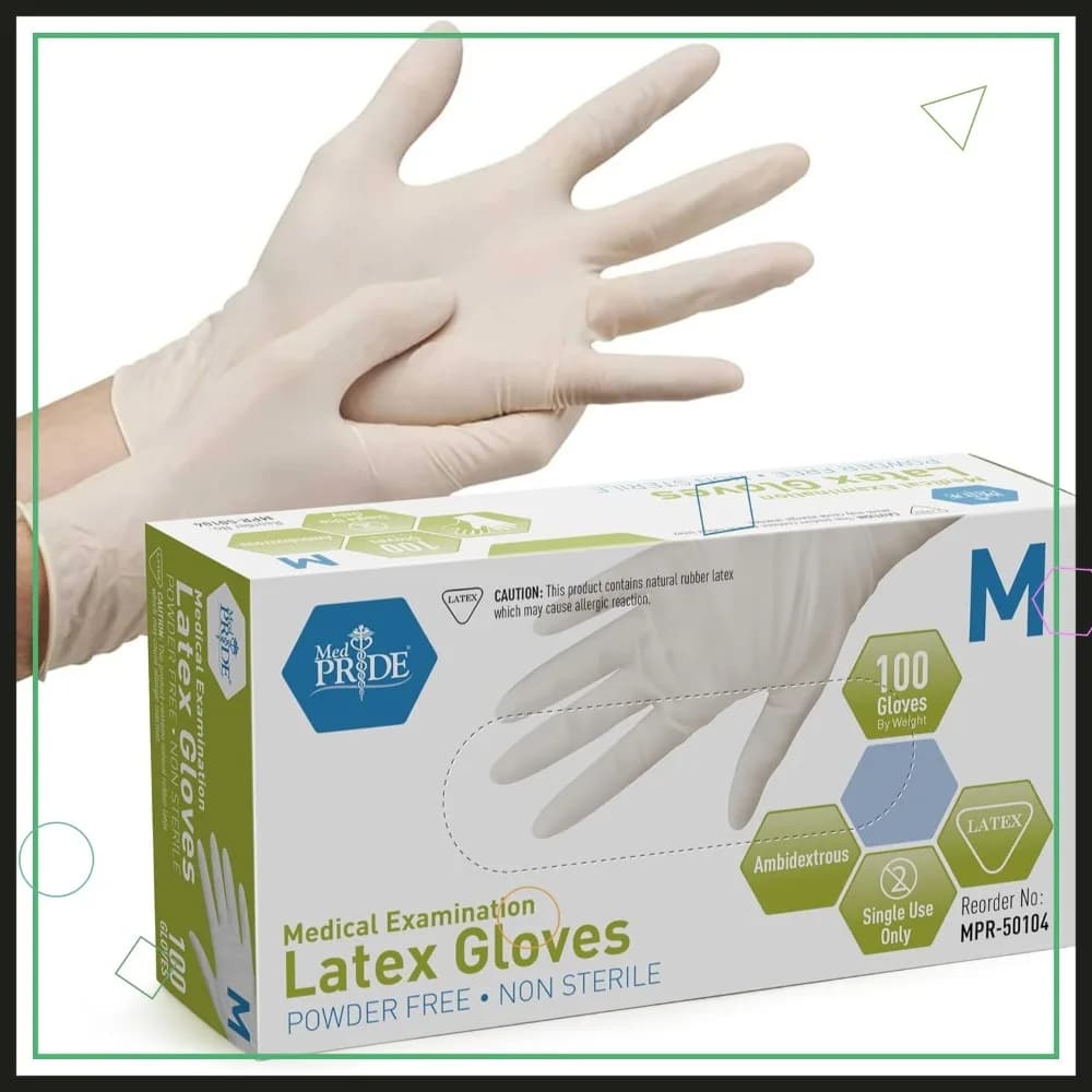 Guanti da Esame Spessi 5 Mil, Senza Polvere, Non Sterili, Guanti in Lattice Resistenti per Uso Medico
