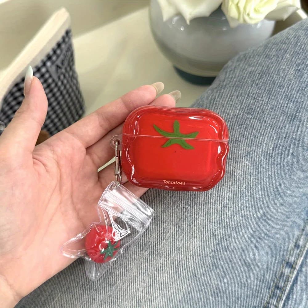 Custodia per auricolari Bluetooth Airpods 4a generazione (compatibile anche con 2a/3a generazione) a forma di pomodoro semitrasparente, modello 2026, per ragazze