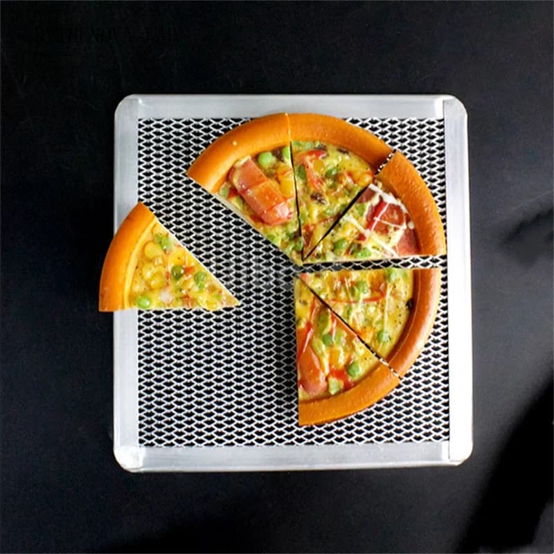 Rectangular Pizza Screen Square Seamless Aluminum Baking Tray Baking Net Non-stick Oven Bakeware Safe Pizza Tools Pan