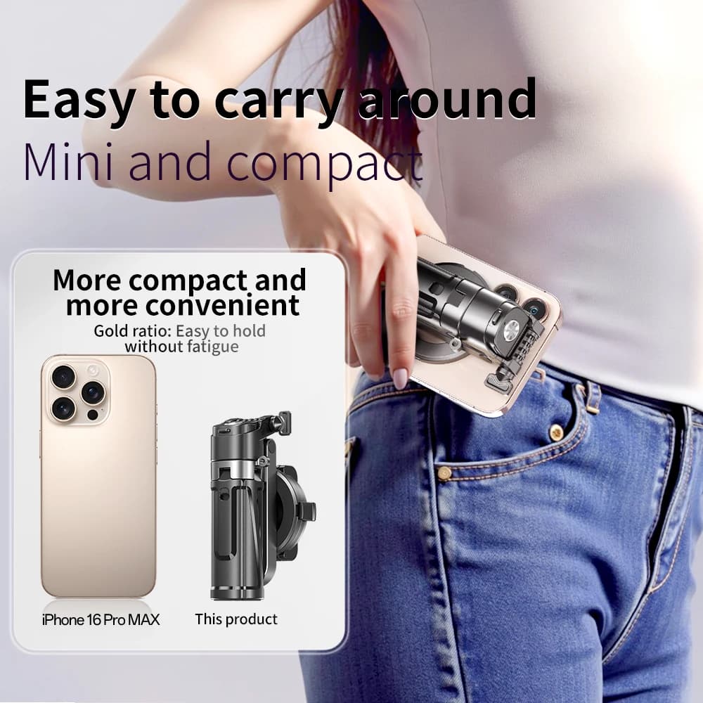Treppiede magnetico portatile per selfie con telecomando wireless Supporto per telefono portatile per selfie stick da 1,67 m per viaggi all'aperto