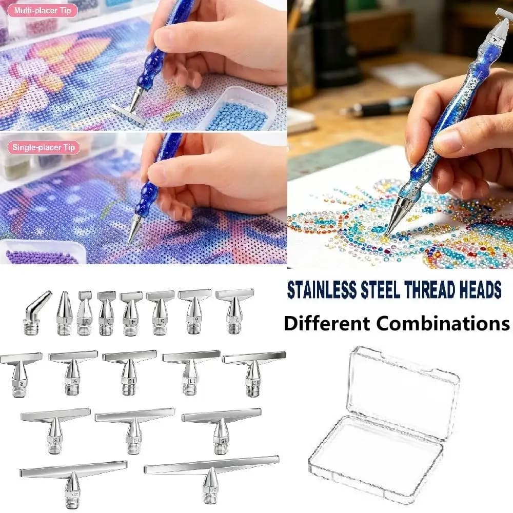 DIY High-Quality Stainless Steel Threaded Diamond Painting Pen Tip Set, DIY Diamond Painting Tools Screw-On Accessories (Different Combination Models 1/2/3/4/5/6/7/8/9/10/11/12/14/15/20/25)