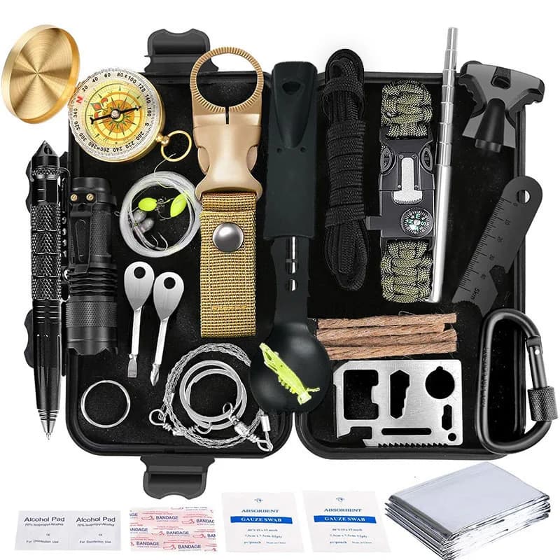 Kit di sopravvivenza per attrezzature da viaggio all'aperto 20 in1 Kit di pronto soccorso per campo multifunzionale veicolo campeggio escursionismo strumenti per forniture all'aperto