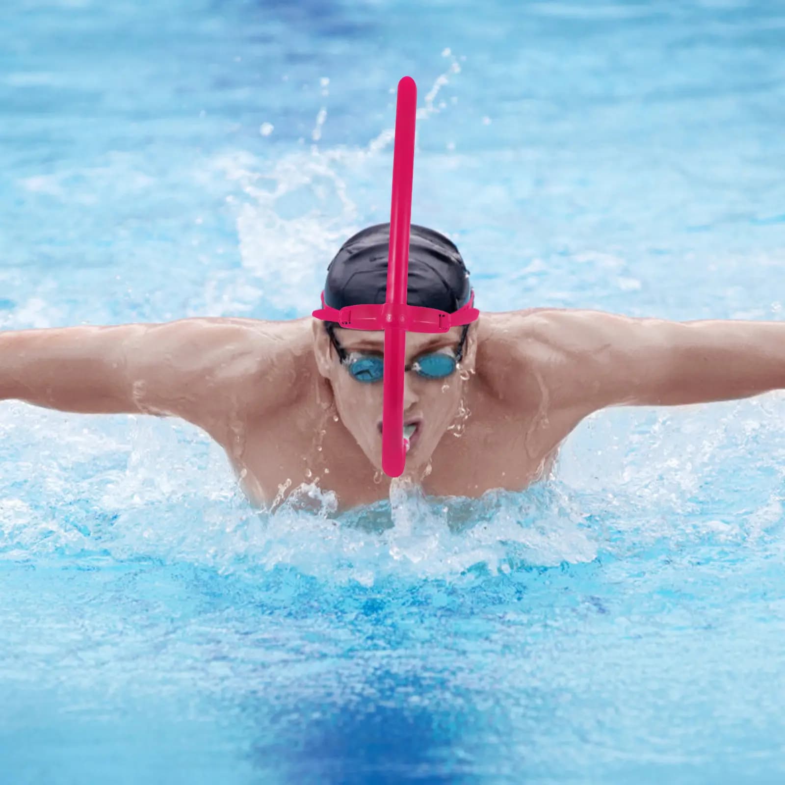 Set Snorkel Frontale per Nuoto a Giri, Snorkel in Silicone per Adulti, Respirazione Confortevole, Accessori per Nuoto, Attrezzatura da Allenamento