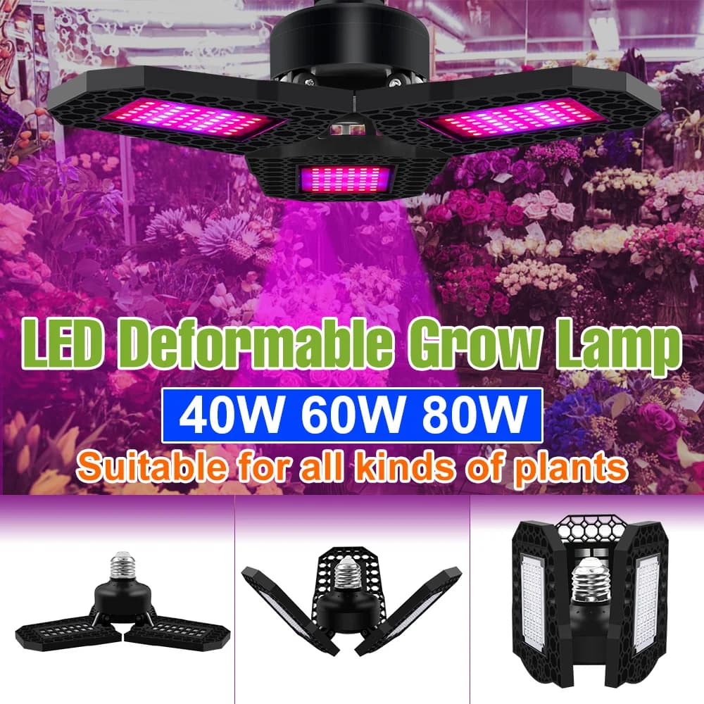 Lampadina LED per Coltivazione 80W E27, Luce a Spettro Completo per Piante 110V, Illuminazione per Coltivazione Indoor di Fiori, Semi, Serra, Frutta e Verdura