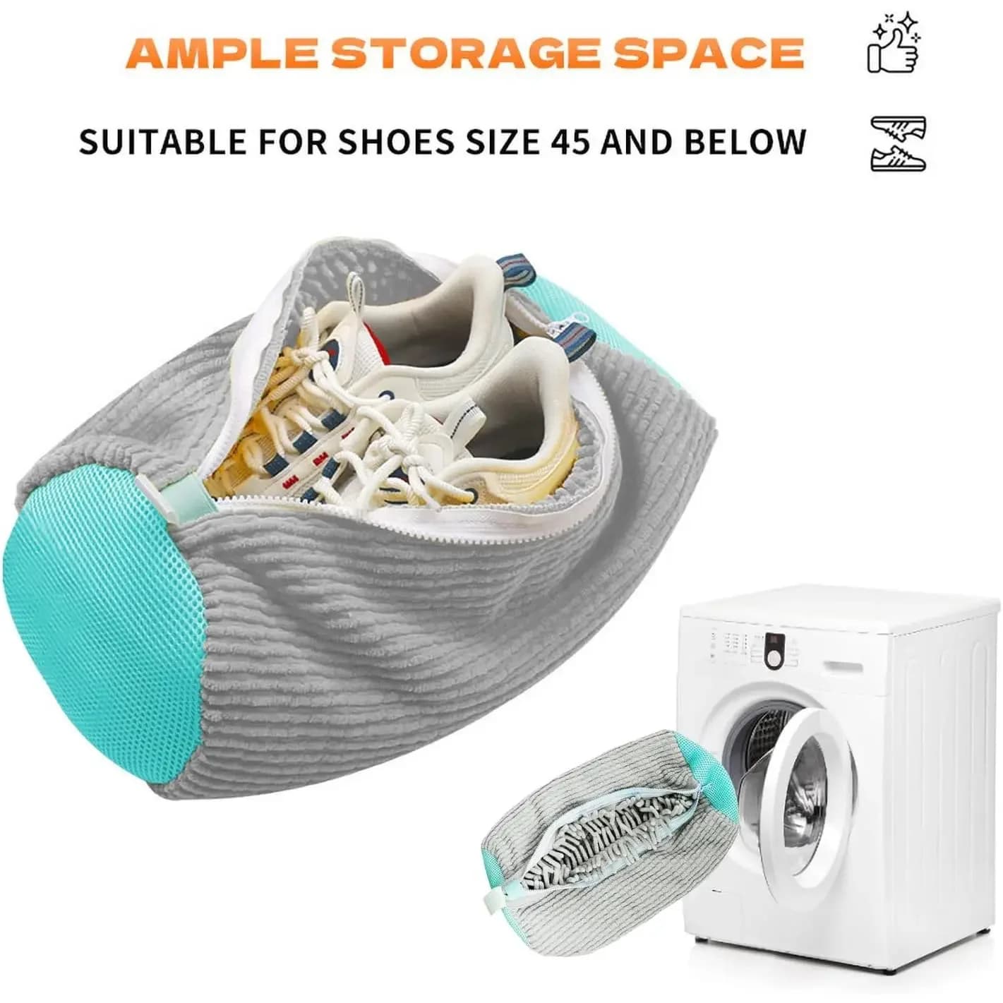 1 PCS Shoe Washing Machine Bag:Shoe Washing Bag for Dryer & Washer, Reusable Laundry Shoe Bag for Sneaker Tennis Shoes Unstain Cleaner Kit XXL