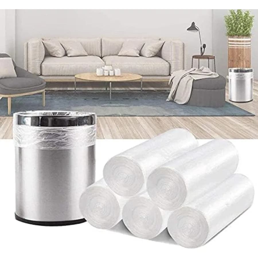 4 Gallon Trash Bags - 100 Small Mini Garbage Bags 17" x 18" Clear Waste Basket Trash Bags Bulk Plastic Bathroom Trash Can Liner