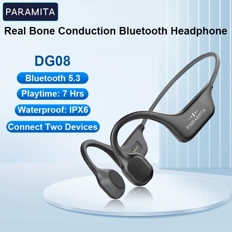 PARAMITA DG08 Cuffia a conduzione Auricolare Bluetooth wireless con MIC BT 5.3 IPX7 Impermeabile per allenamenti sportivi da corsa Guida