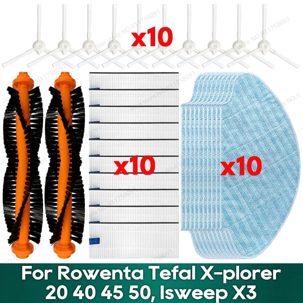 Compatibile con Tefal Rowenta Explorer 20 40 45 50, Isweep X3 Accessori Spazzola principale Filtro Spazzola laterale Mop Colth