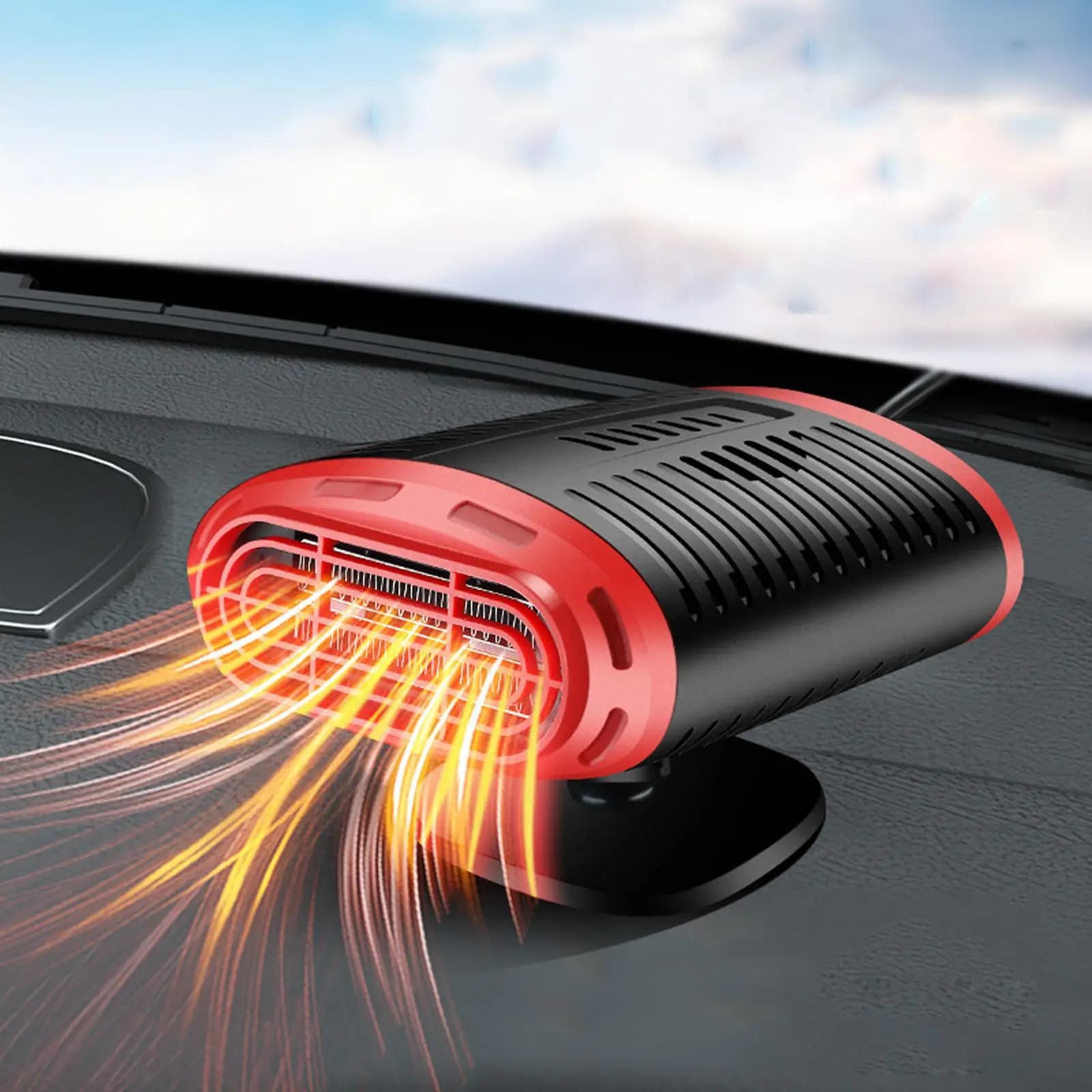 Riscaldatore per Auto 0W, Sbrinatore per Parabrezza Camion, Rotazione a 360°, Vento Forte, per RV SUV, Presa Accendisigari, Cavo da 1,5M