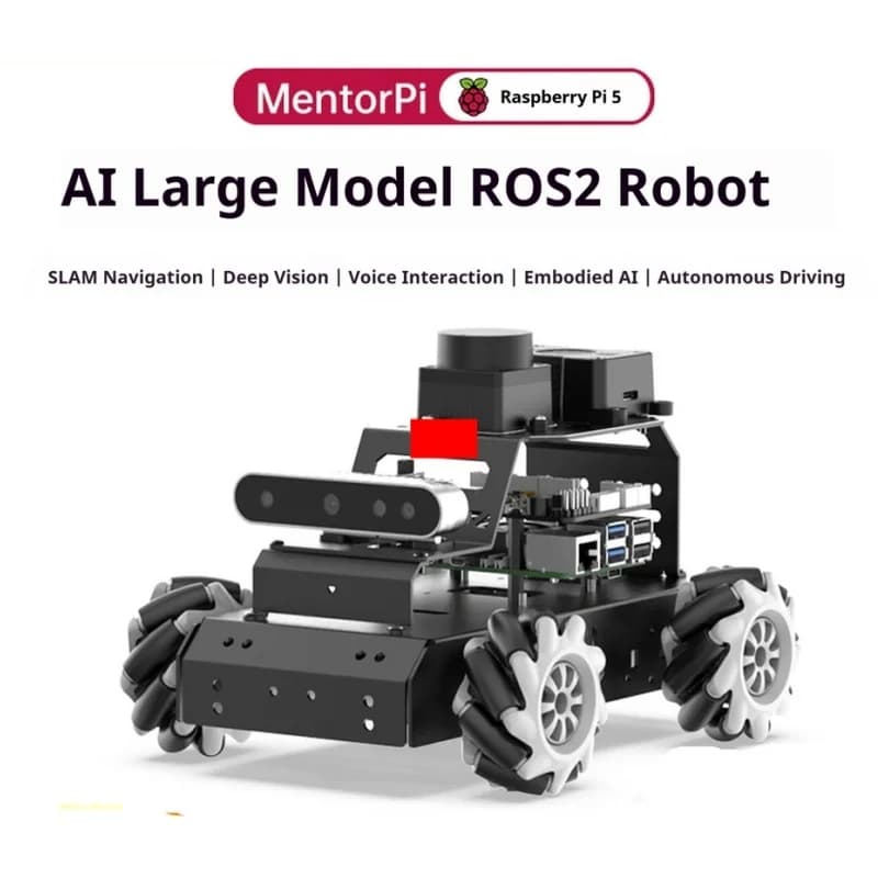 MentorPi Raspberry Pi 5 ROS2 AI Robot Car with Mecanum Wheels, Deep Vision, Autopilot and Navigation for AI Robotics Developers