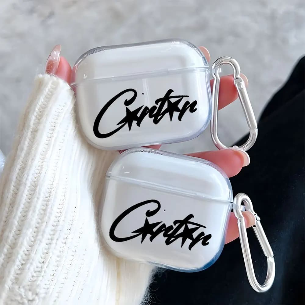 Art Black Text Pattern Clear Earphone Case for AirPods Pro 3/Pro 2/Pro Earbuds Case For AirPods 4/3/2/1 TPU Protective Cover
