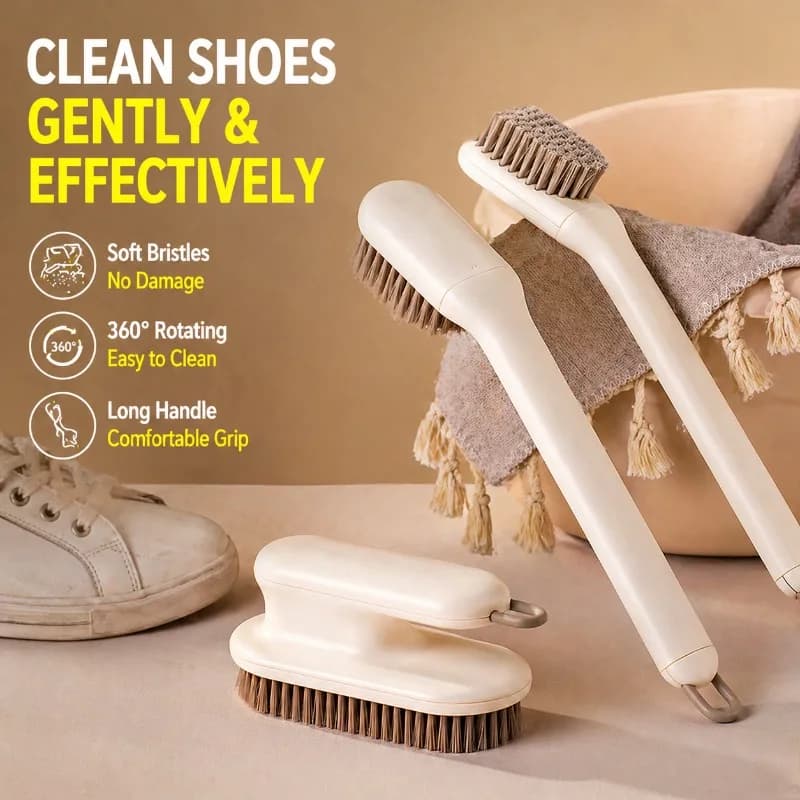 Spazzola Creativa Girevole per Lavaggio Scarpe con Setole Morbide, Non Graffia la Calzatura, Multifunzionale con Manico Lungo per Pulizia Domestica