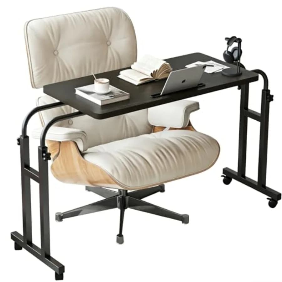 Mobile Over The Bed Recliner Table - Adjustable Height and Length Stable Laptop Tray Chair Table with Wheels for and Adults