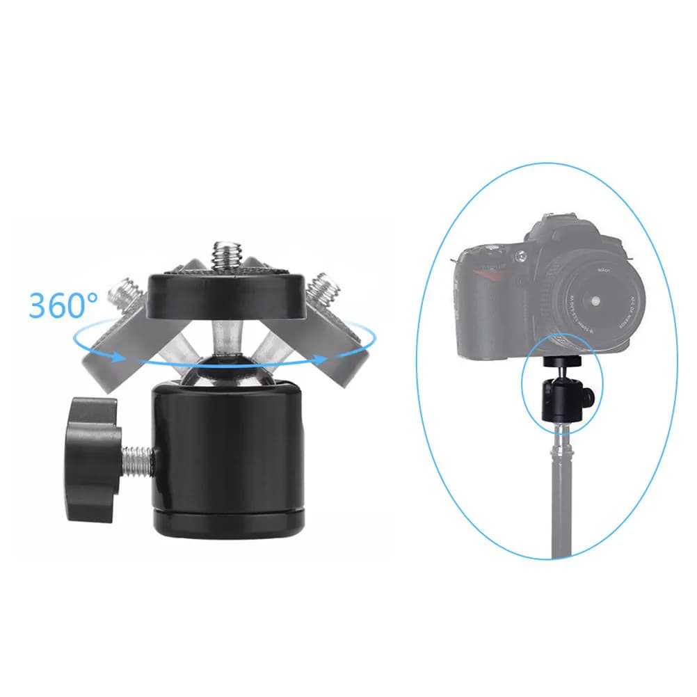 2 Pezzi Adattatore Premium per Testa a Sfera per Treppiede con Dado a Farfalla di Bloccaggio, Testa a Sfera Girevole per DSLR, Mirrorless, Smartphone, Luce Video LED, Anello Luminoso