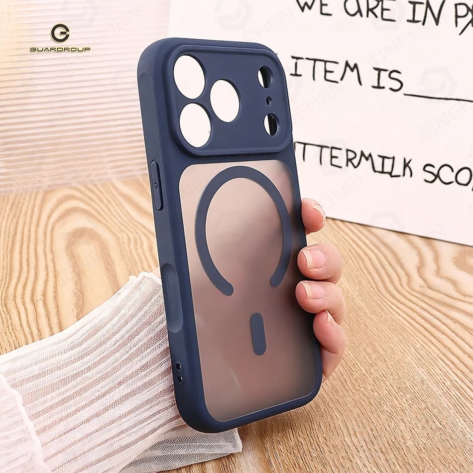 Luxury Magnetic Matte Translucent Armor Shockproof Case For iPhone 12 13 14 15 16 17 Pro Max For Magsafe Wireless Charge Cover