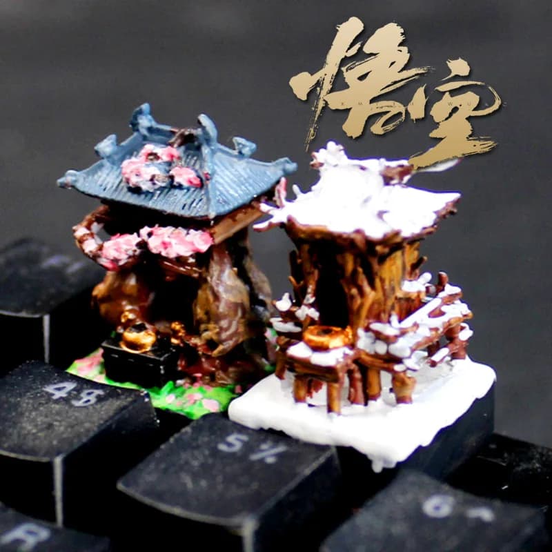 Mito nero: Set di copritasti a tema Wukong Earth Temple Copritasti artigianali in resina 3D Copritasti personalizzati per tastiera meccanica