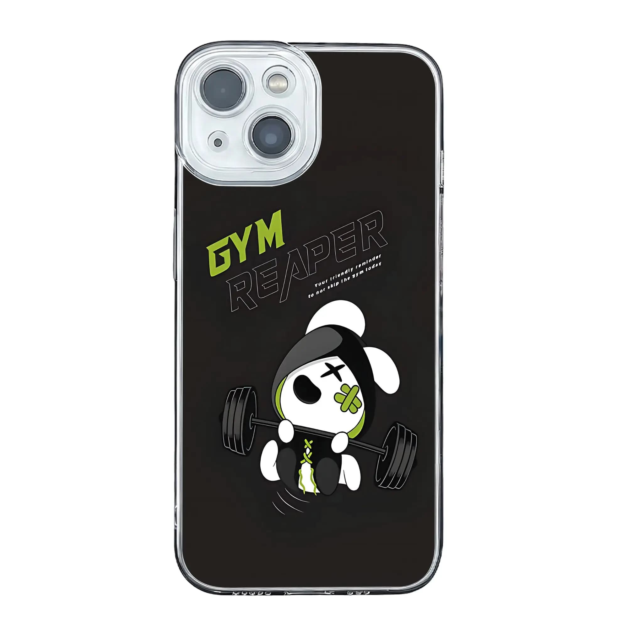 Cover anti-collisione per iPhone 17 16 15 14 13 12 11 Pro Max con personaggio Halloween Gym Reaper