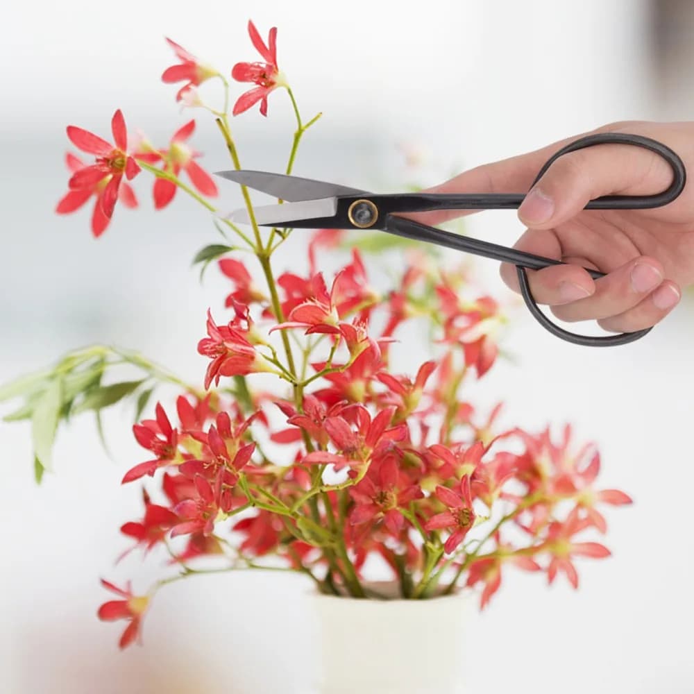 Steel Bonsai Pruning Scissors Black Strong Toughness Bonsai Trimming Tool Sharp Blade Ergonomic Grip Garden Pruning Shear