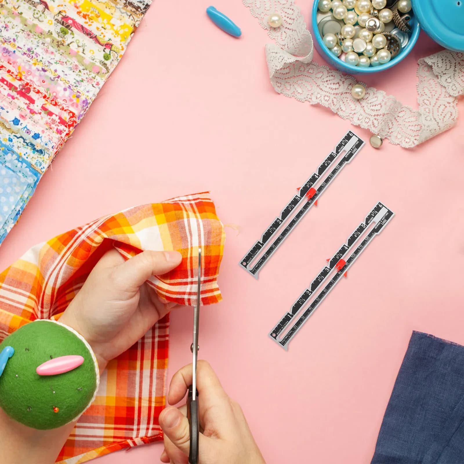 Set di 12 Righelli per Misurare i Bordi, Strumenti di Precisione per Cucito, Quilting, Lavoro a Maglia, Uncinetto, Orlatura e Posizionamento dei Bottoni