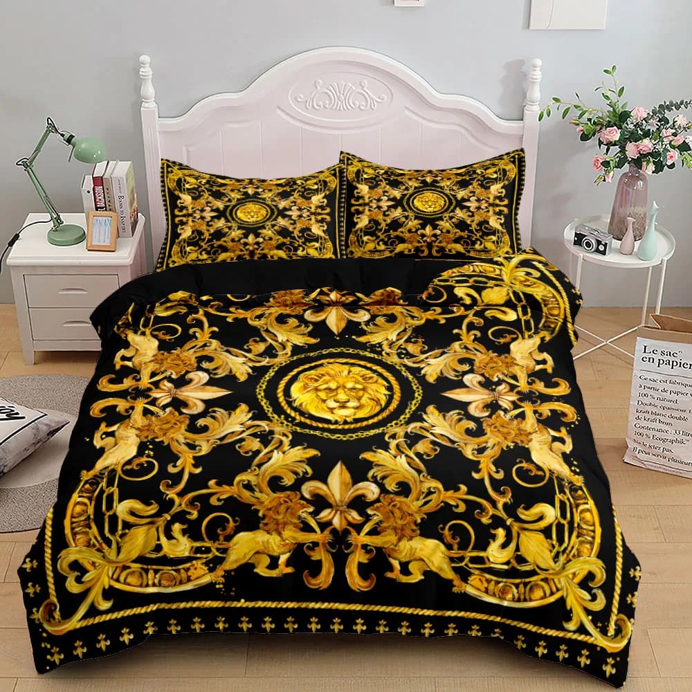 Set copripiumino leone modello barocco in stile europeo King Queen Double Full Twin Set biancheria da letto taglia singola