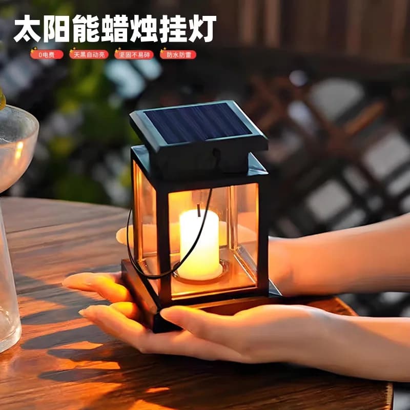 Lampada da scrivania solare per esterni, decorazione, atmosfera, lampada a sospensione da giardino, lampada da giardino con stella a candela impermeabile