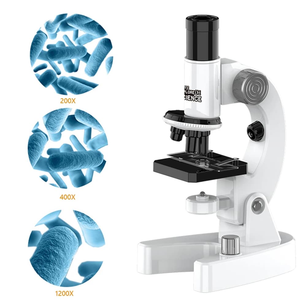 Microscopio Biologico 200X-4800X con Set di Vetrini per Studenti, Microscopio Monoculare LED per Scuola, Laboratorio e Homeschooling