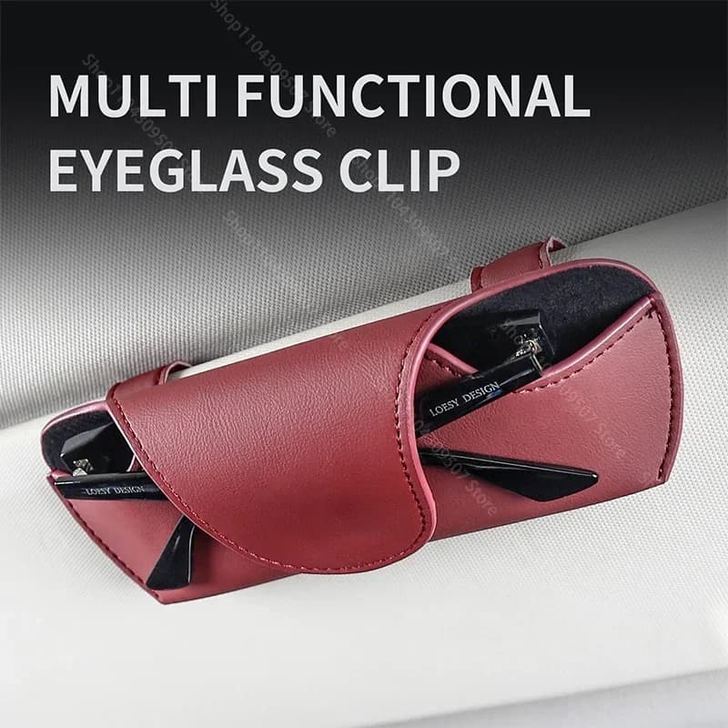 Car Glasses Storage Box Universal Sunshade Glasses Clip PU Soft Leather High-end Car Sunglasses Stand Car Accessories Storage
