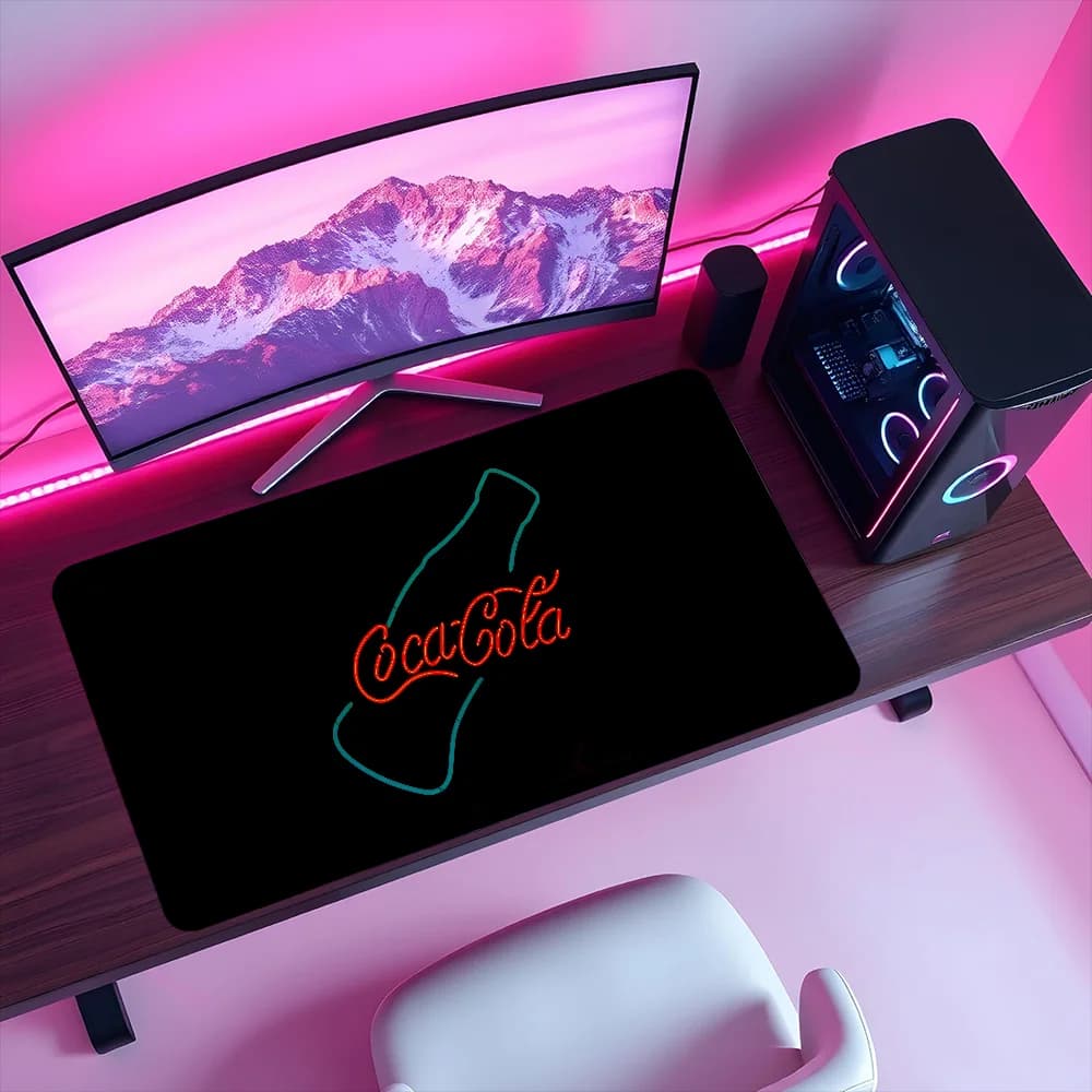 Tappetino per Mouse Antiscivolo C-Coca Lockedge, per Ufficio e Studenti, Design Cola Gaming Drink, Cuscino per Scrittura Grande e Spesso