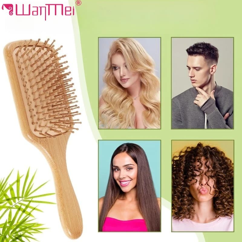 Bamboo Wood Hair Brush Massage Combo scalp massager for hair growth Brush for antistatic smoothing Brush for scalp Barber comb