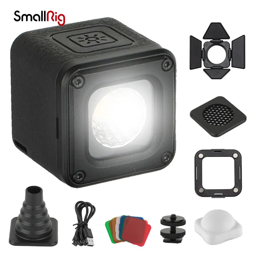 SmallRig Mini Cube Waterproof Portable Lighting Kit with 8 Colorful Filters for Smartphone Action and DSLR Camera
