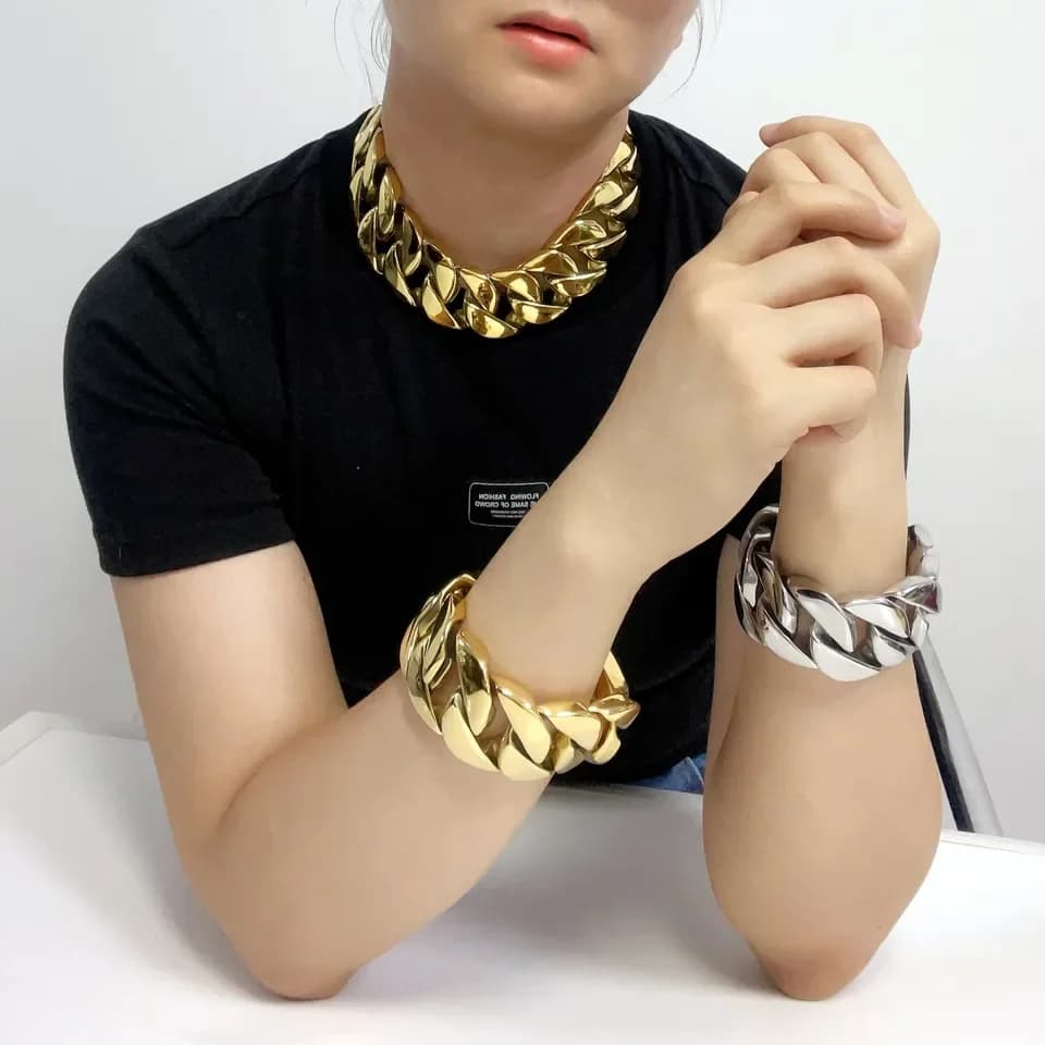 Stainless Steel 26/32mm Cuban Link Chain Necklace Hip Hop Punk Men's Chunky Waterproof Choker Jewelry SDA
