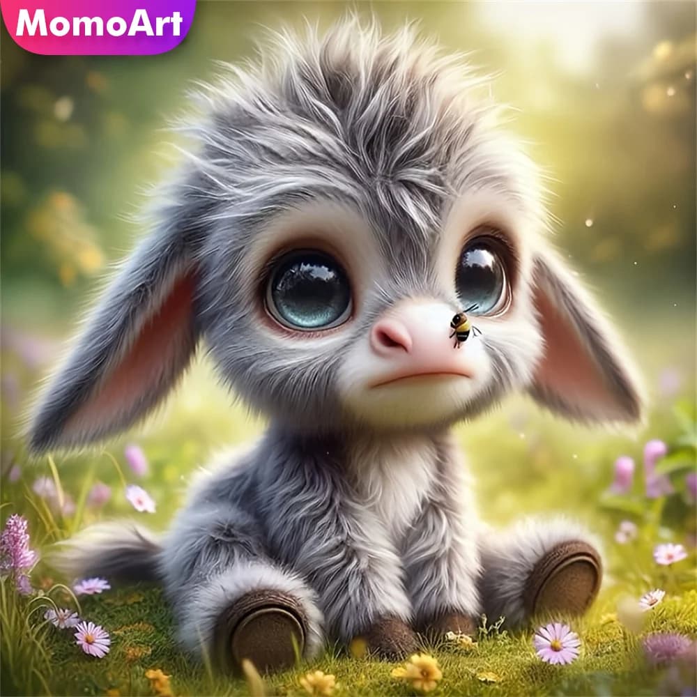 Momoart Kit di Ricamo Diamante 5D Fai-da-Te, Dipinto di Asino, Nuovo Arrivo, Mosaico Diamante Completo Quadrato o Rotondo, Regalo per Bambini