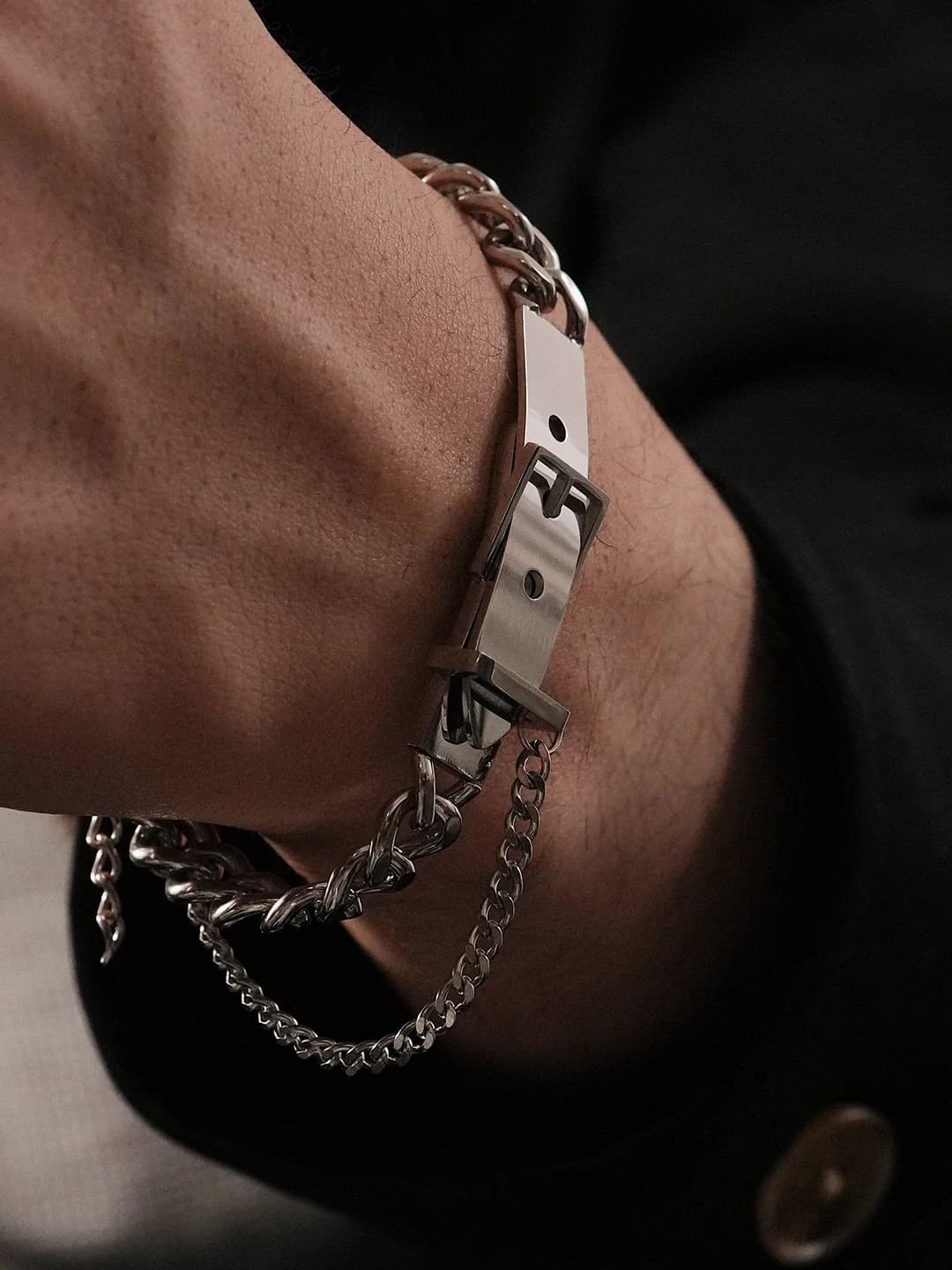 Bracciale Vintage Hip Hop con Catena Cubana Spessa per Uomo, in Acciaio al Titanio con Chiusura a Fibbia, Design Intrecciato, Vendita Calda
