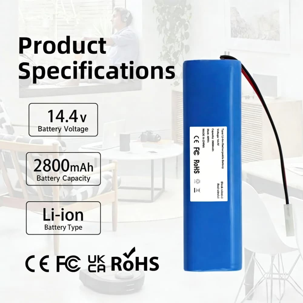 Batteria di ricambio da 2800 mAh per Rowenta X-Plorer 75/75S/75S+/95 Serie RR7675WH RR7635 Aspirapolvere Batteria agli ioni di litio da 14,4 V
